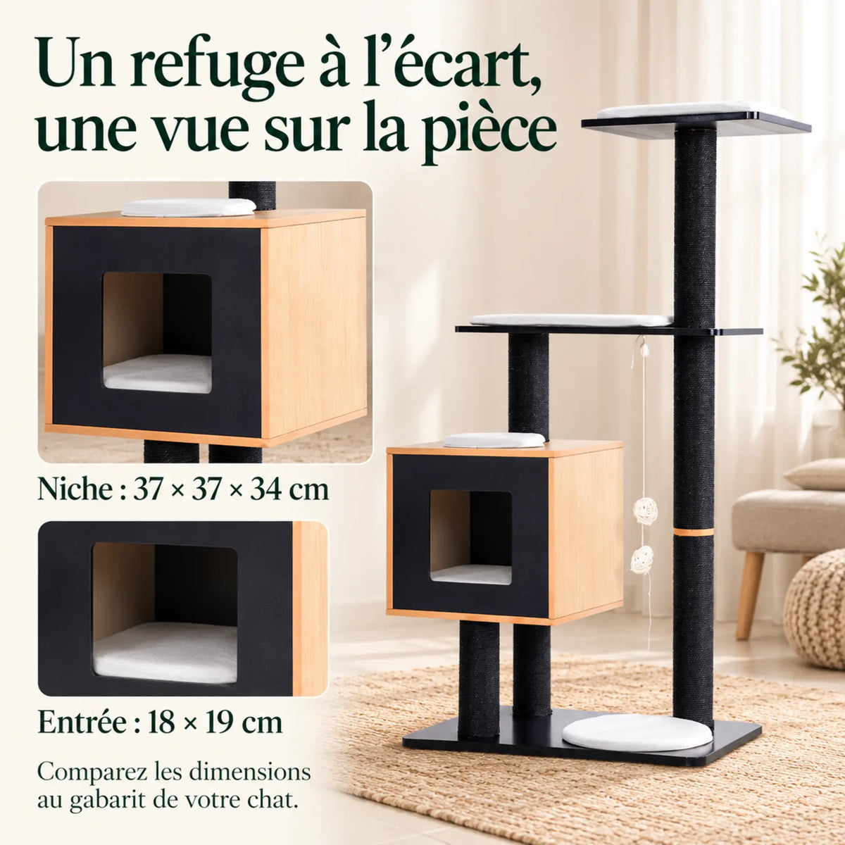 Équinoxe — XL · Noir & Bois clair
