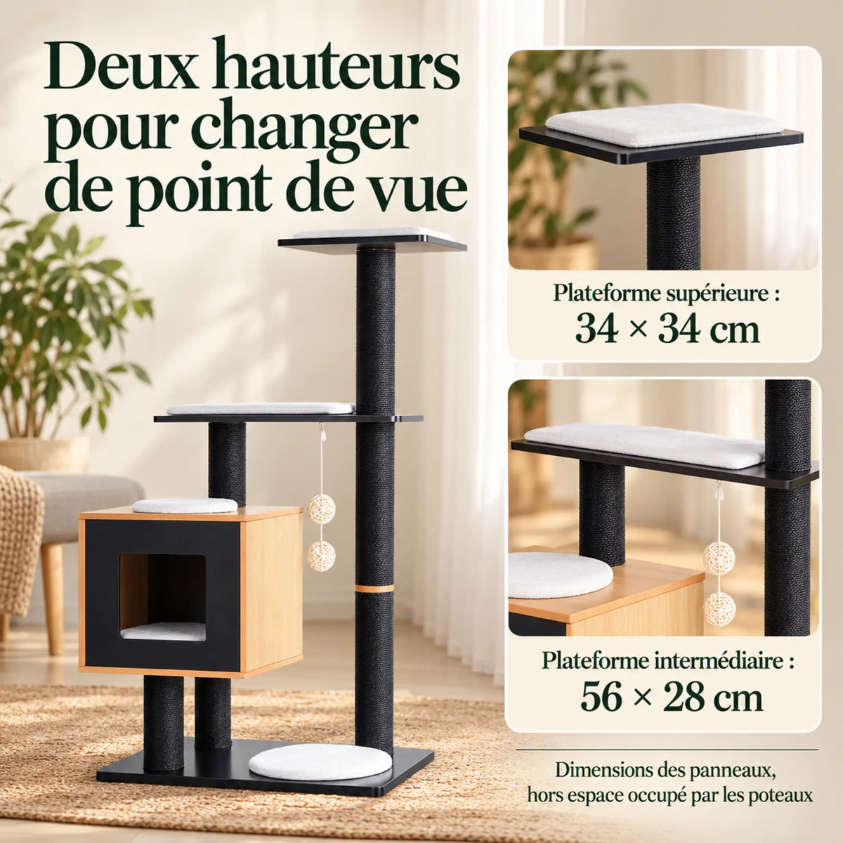 Équinoxe — XL · Noir & Bois clair