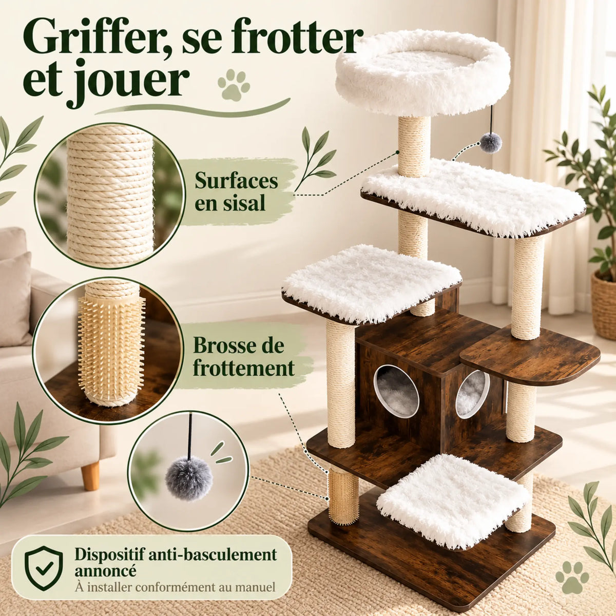 Séquoia — XL · Bois brun & Blanc